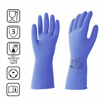 Перчатки латексные многоразовые синие, р-р XL HQ Profiline /50/1